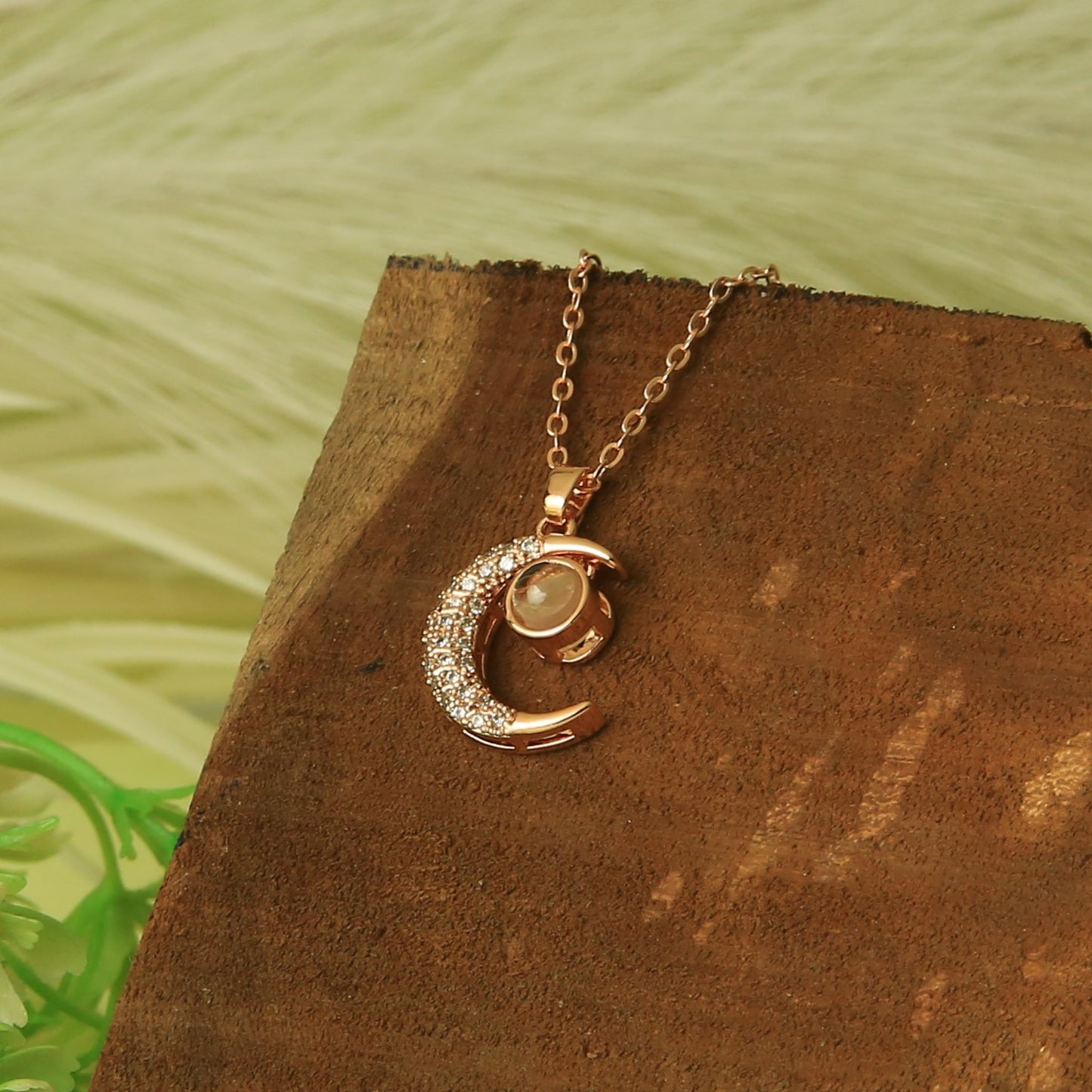 Personalized Moon Photo Necklace Custom Celestial Jewelry by Hojmade